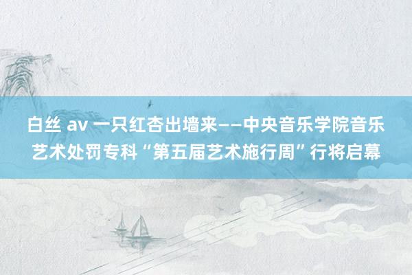 白丝 av 一只红杏出墙来——中央音乐学院音乐艺术处罚专科“第五届艺术施行周”行将启幕