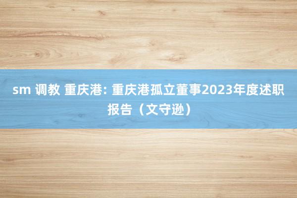 sm 调教 重庆港: 重庆港孤立董事2023年度述职报告（文守逊）