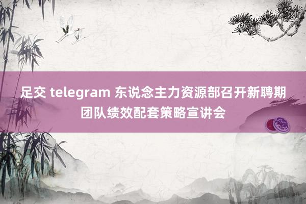 足交 telegram 东说念主力资源部召开新聘期团队绩效配套策略宣讲会