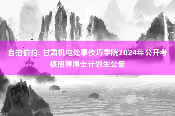 自拍偷拍. 甘肃机电处事技巧学院2024年公开考核招聘博士计划生公告