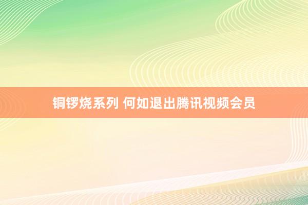 铜锣烧系列 何如退出腾讯视频会员